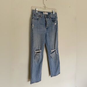 Denim Forum Jeans Aritzia Argo Highrise Straight Y2K Distressed